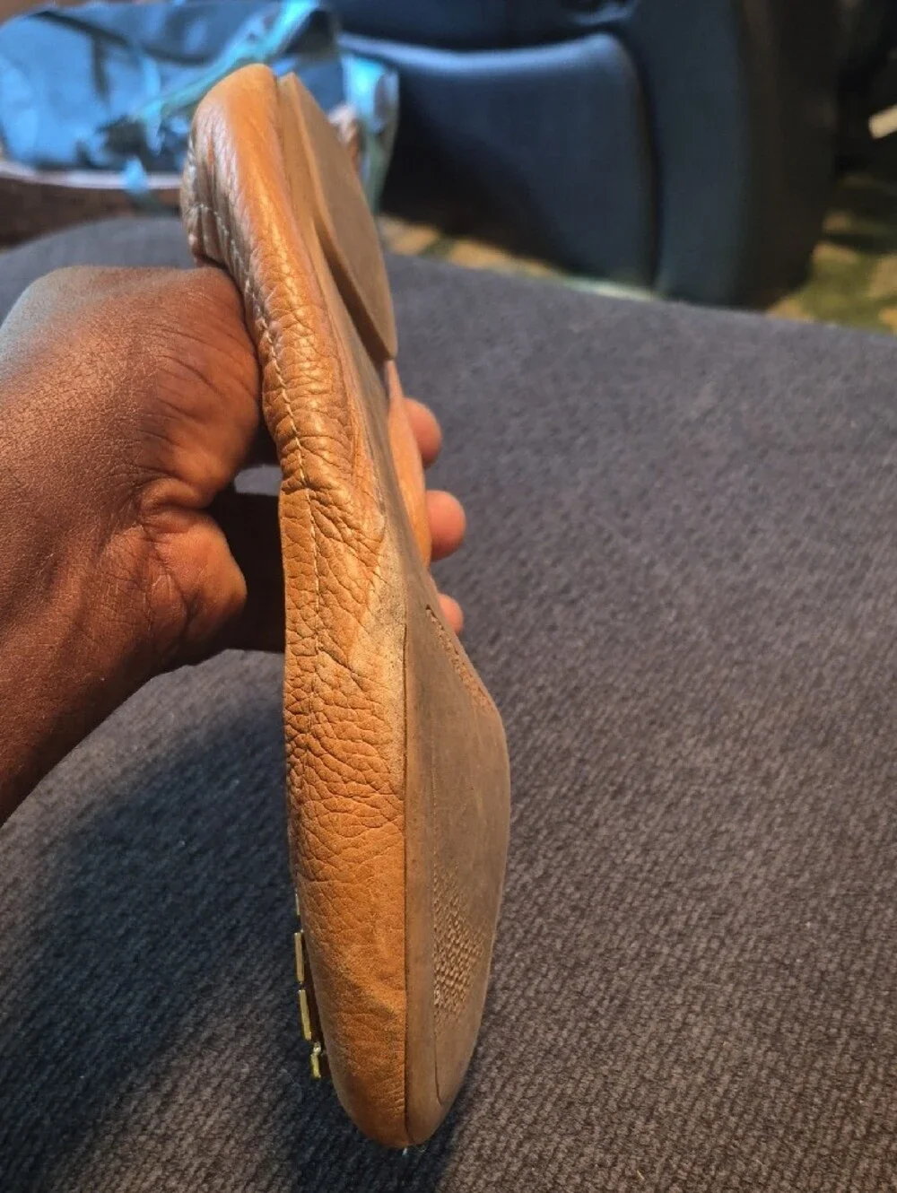 Tory Burch Caramel Leather Ballet Flats with Gold Logo